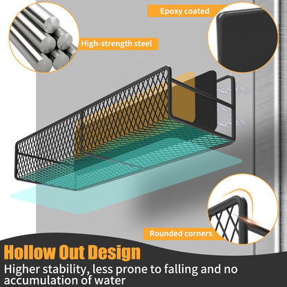 Magnetic Spice Rack for Refrigerator, 6 Pack 100% Metal Strong Magnet Shelf Black, Space Saving Spice Organizer, Home Kitchen Laundry Room Storage Organization W/ Paper Towel Holder, Utensils Racks