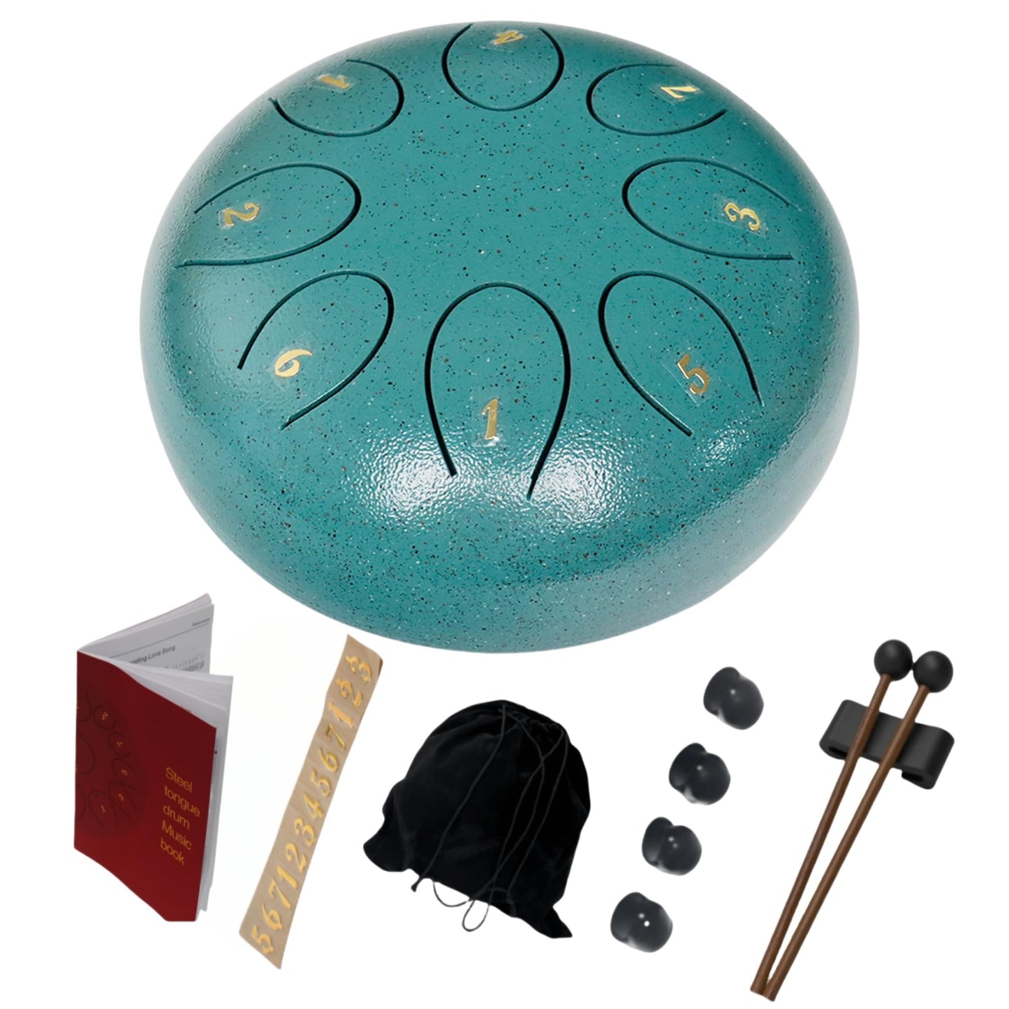 REGIS Steel Tongue Drum 6 inch 8 Notes Musical Percussion Instrument, Rain Drum for Outside - Musician Gift for Family and Friends(malachite)