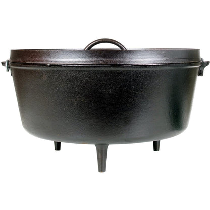 Lodge 10 Quart Pre-Seasoned Cast Iron Camp Dutch Oven with Lid - Dual Handles - Use in the Oven, on the Stove, on the Grill or over the Campfire - Black