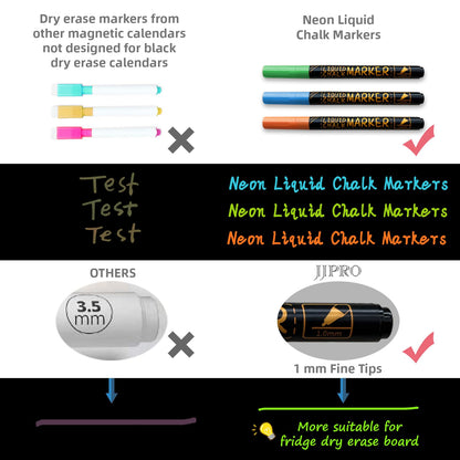 JJPRO Magnetic Dry Erase Menu Blackboard for Fridge-Weekly Meal Planner Chalkboard with Notepad Blackboard Set for Kitchen Refrigerator-Refrigerator Organizer with Menu Planning Board