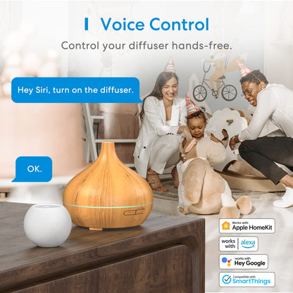 Meross Smart WiFi Wireless Essential Oil Aromatherapy Ultrasonic Diffuser & Cool Mist Humidifier with Apple HomeKit & Alexa: Voice & APP Control, Schedule, Timer, RGB Light,Yellow Wood Grain