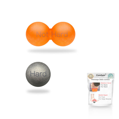 Hard Lacrosse Ball + Soft Peanut Massage Ball Set – Deep Tissue & Trigger Point Tool for Plantar Fasciitis Relief, QL, Iliacus, Glutes, Neck, Hamstrings, Hip Flexors & Myofascial Release