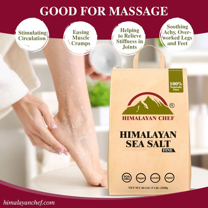 Himalayan Chef Sea Salt Fine - Unrefined Mineral Salt, 5 lb Bag (1 Pack)