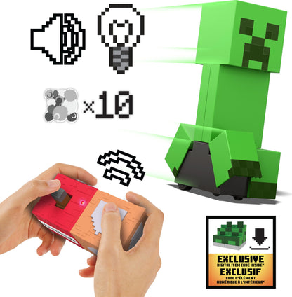 Mattel Minecraft Exploding RC Creeper with Lights & Sounds, 10 Explosion Particles, Game-Authentic Movement & DLC Code