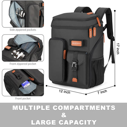 Insulated Cooler Backpack,Bagparkk 33 Cans Multifunctional Double Deck Leakproof Cooler Bag with Sternum Strap,Large Capacity Lightweight Travel Camping Beach Backpack Cooler Ice Chest for Men Women