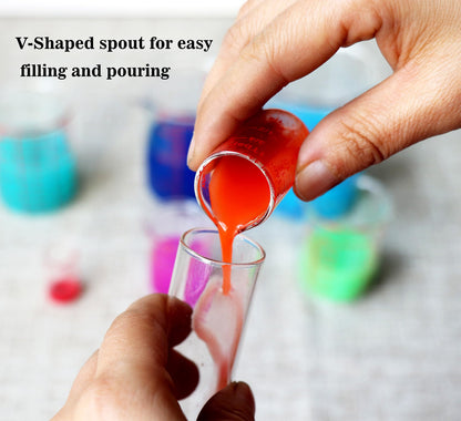 High Borosilicate Glass Measuring Cup Set-V-Shaped Spout，Includes 5ml/15ml/30ml/60ml/120ml/150ml/250ml Glass Measuring Beaker for Kitchen or Restaurant, Easy to Read(Pack of 7)