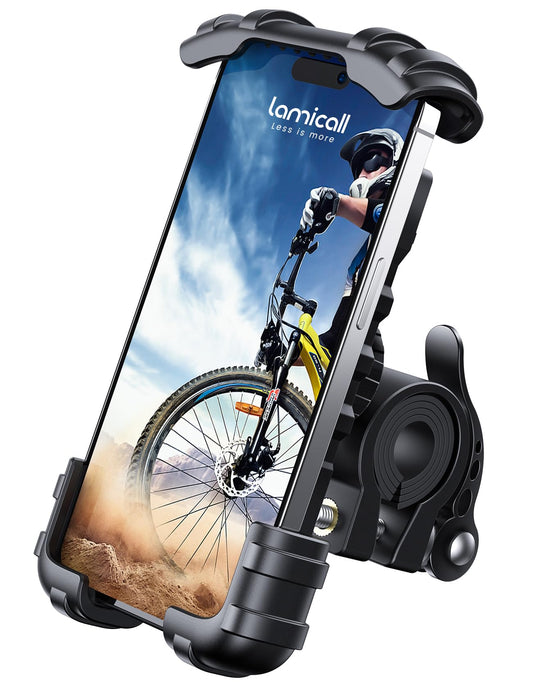 Lamicall Bike Phone Holder, Motorcycle Mount - Motorcycle Phone Holder, Handlebar Cell Phone Clamp, Scooter Phone Clip for iPhone Air 17 Pro Max, 16 15 Pro Max Plus, S20, More 4.7 to 6.8" Smartphones