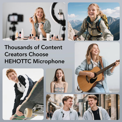 HEHOTTC Mini Wireless Lavalier Microphone for iPhone, iPad, Android Phone - Noise Reduction Lapel USB C Bluetooth Mic for Recording, Clip on Omni Lav Mic for Video Recording, Tiktok, YouTube, Vlog