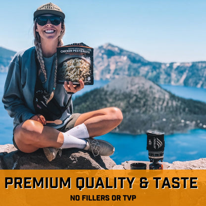 Peak Refuel Chicken Pesto Pasta| Premium Freeze Dried Camping Food | Backpacking & Hiking MRE Meals | Just Add Water | 100% Real Meat | 43g of Protein | 2 Serving Pouch