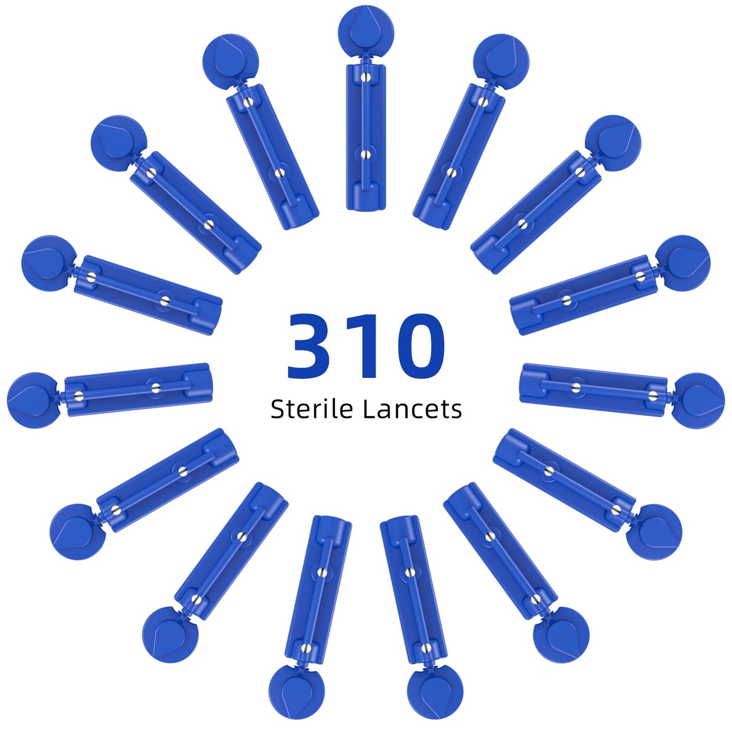 Metene Twist Top Lancets for Lancing Devices, 310 Count, 30 Gauge Lancets for Blood Sugar Test, Diabetic Lancets, Blue