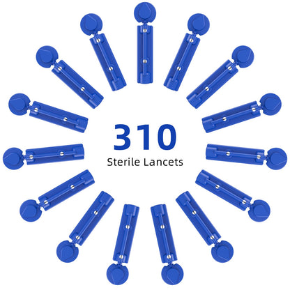 Metene Twist Top Lancets for Lancing Devices, 310 Count, 30 Gauge Lancets for Blood Sugar Test, Diabetic Lancets, Blue