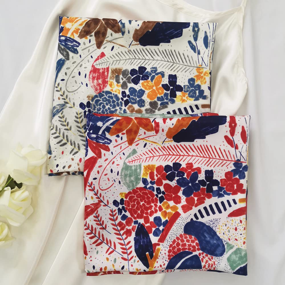 Julunar Silk Like Head Scarf for Women - Satin Large Hair Scarves - 35" Square Silk Hair Wrap for Sleeping with Gift Packed