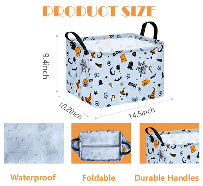 MAIZMZ Halloween Storage Basket Pumpkin Ghost Gift Basket for Kids Foldable Toy Box Waterproof Organizer Bin Laundry Nursery Hamper for Home Office Dorm Closet Shelf