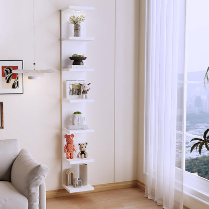 LitaEther Versatile 7 Tier Wall Shelf Unit,White Lack Wall Shelf,Display Floating Shelf with LED Remote Control Light