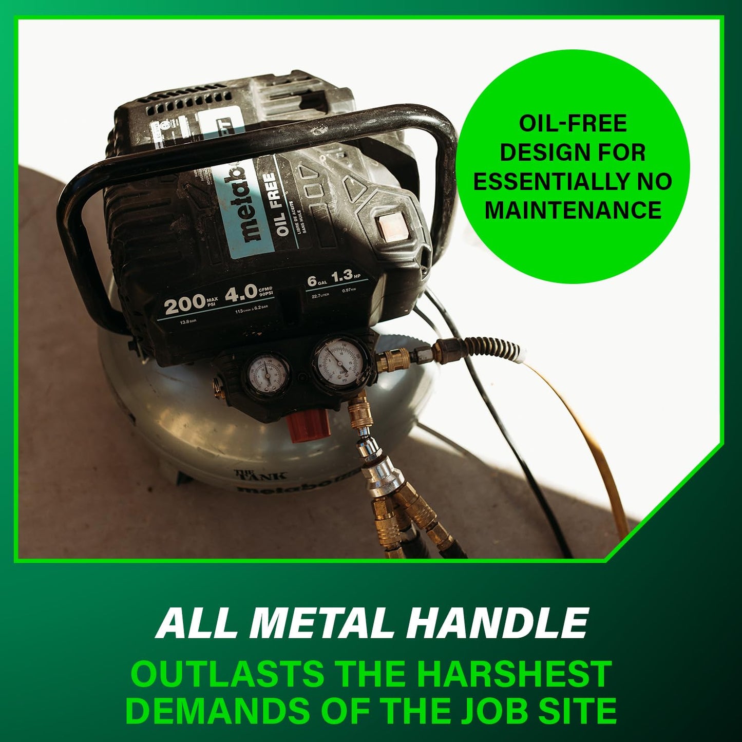 Metabo HPT Air Compressor, THE TANK, Portable Pancake Air Compressor 200 PSI, 6 Gallon Tank, Versatile for Use with Framing, Siding, Finish, Brad or Roofing Nailers, EC914S