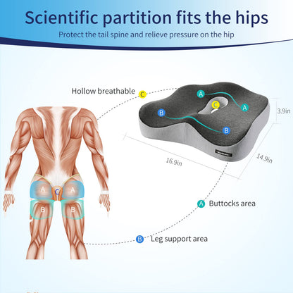 Memory Foam Seat Chair Cushion for Relieves Back Sciatica Pain Tailbone Pain Coccyx Degenerating Disc Orthopedic Osteoarthritis Prostate Cushion Low Back Pain Cushion Hip Shaping (Mixed Colors)