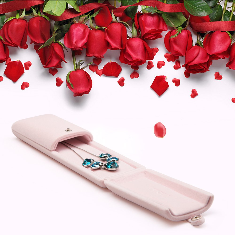 Oirlv Pink Velvet Jewelry Packaging Box Necklace Display Storage Case Necklace Gift Box