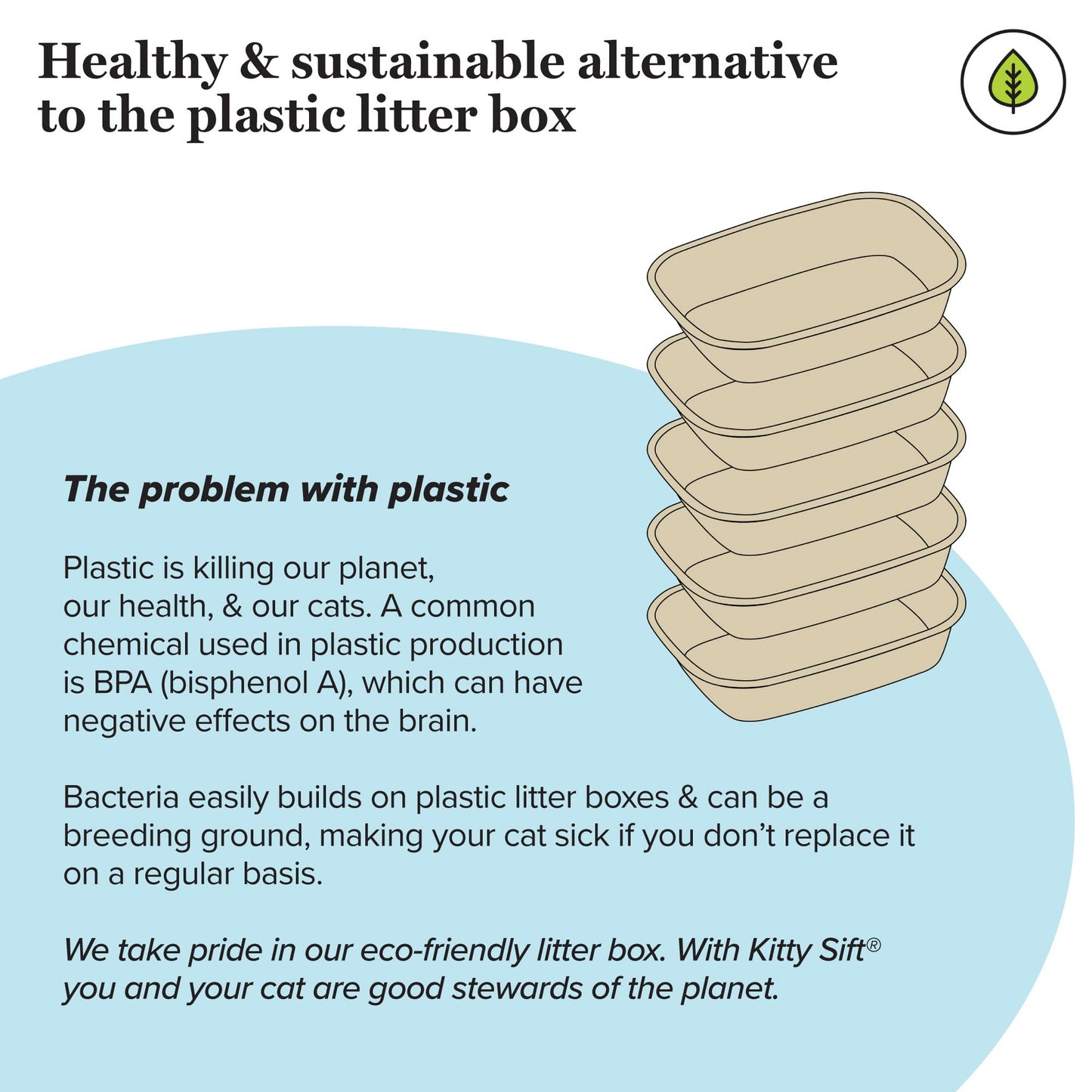 Kitty Sift (6-Pack) Disposable Cat Litter Box, Sustainable, Clean - Large, 6-Pack