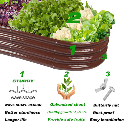 Raised Garden Bed Galvanized Planter Box Outdoor, Rot-Resistant Metal Garden Bed Planter for Vegetables Flower Herb (6.5ft, Brown)