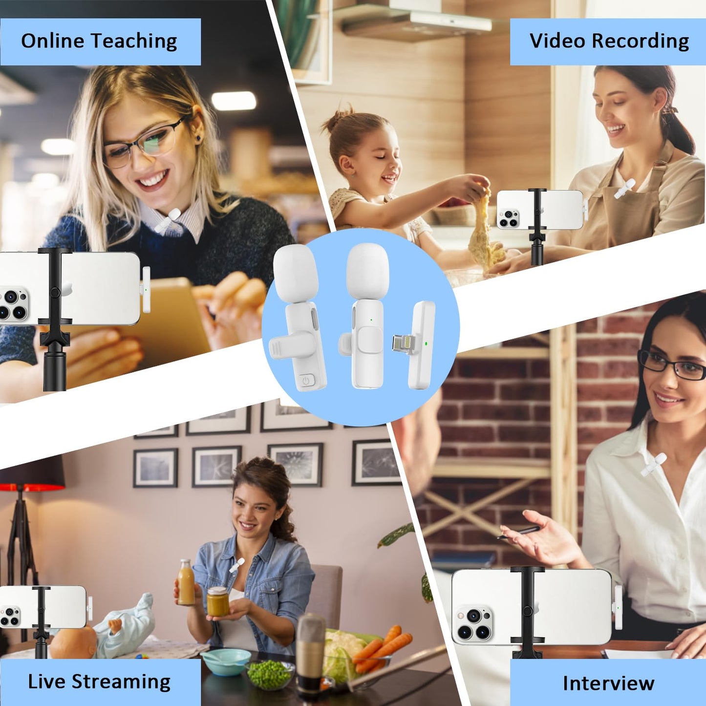 MAYBESTA Professional Wireless Lavalier Microphone for iPhone, iPad, Android - Bluetooth Lapel Mic for Video Recording - Mini Phone Microphone for Tiktok YouTube Interview Podcast Vlog