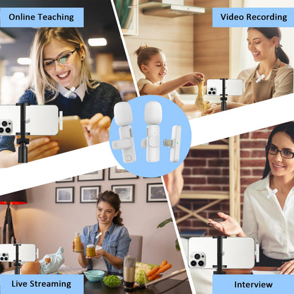 MAYBESTA Professional Wireless Lavalier Microphone for iPhone, iPad, Android - Bluetooth Lapel Mic for Video Recording - Mini Phone Microphone for Tiktok YouTube Interview Podcast Vlog