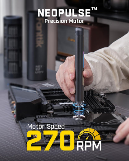 Fanttik E2 Ultra 3.7V Mini Electric Screwdriver, Cordless Screwdriver, Max 0.6N.m, 50 Magnetic Bits, 5/32'' Hex, Magnetic Storage, Repair Tool for Electronics, Camera, Laptop, and PC Build (Grey)