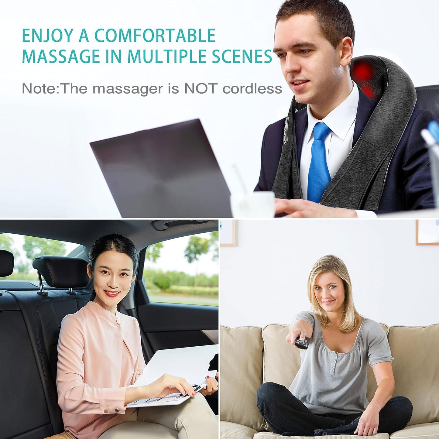 AERLANG Shiatsu Back and Neck Massager, Back Massager Deep Tissue Kneading Neck and Shoulder Massage with Heat, Electric Massage Pillow Fathers Day Gift Ideas from Daughter Son(NOT Cordless)