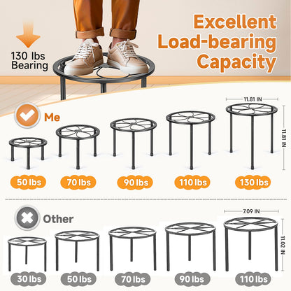 Amaoot 5 Pack Metal Plant Stand, Anti-Rust Iron Plant Stands for Indoor and Outdoor, Heavy Duty Flower Pot Stands for Multiple Plant, Black Potted Plant Holder for Garden Home (5 Pack Black)