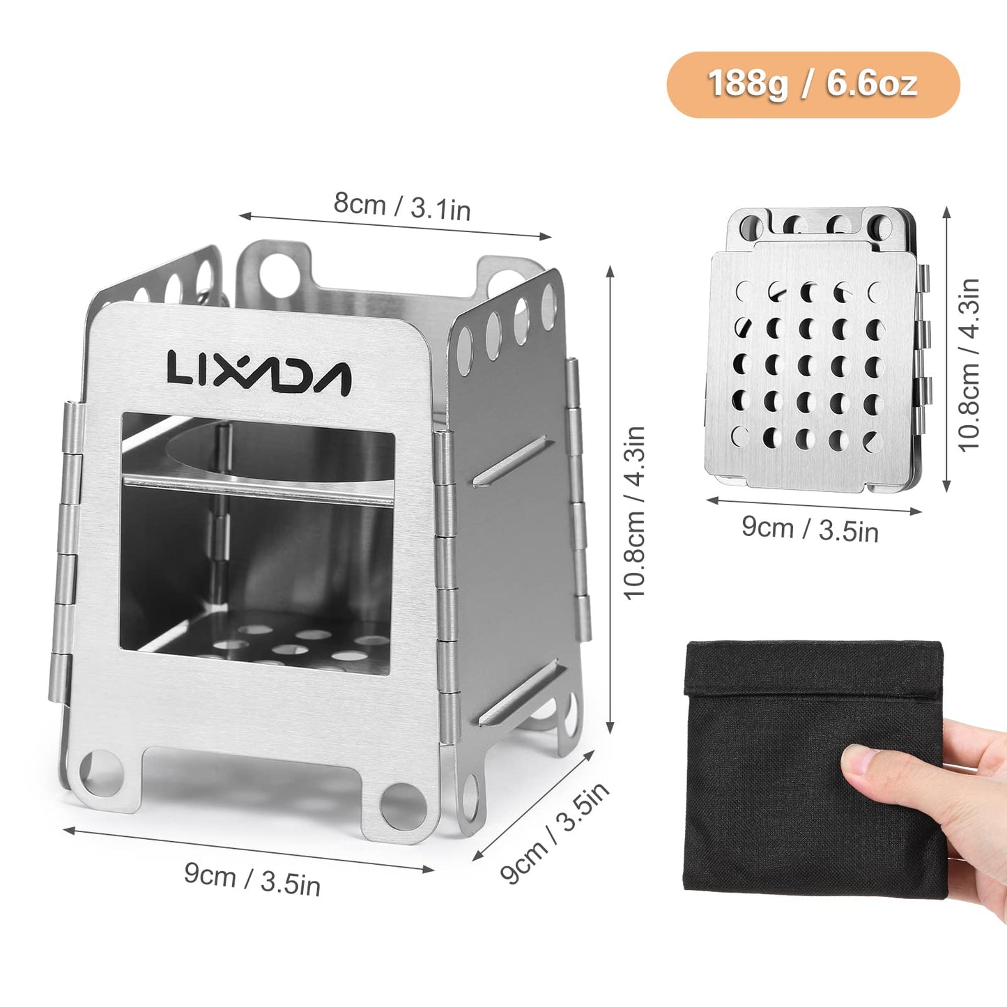 Lixada Camping Stove Wood Burning Stove Portable Stainless Steel Backpacking Stove for Picnic BBQ Camp Hiking