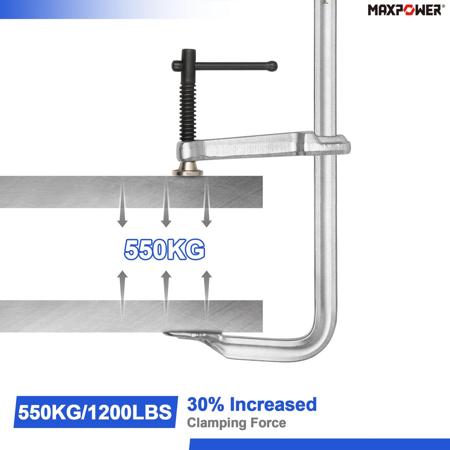 MAXPOWER F Clamp 16 inch, Heavy Duty Welding Clamps Set, Max Open 16-inch, Throat depth 4-3/4 inch, Pack of 2
