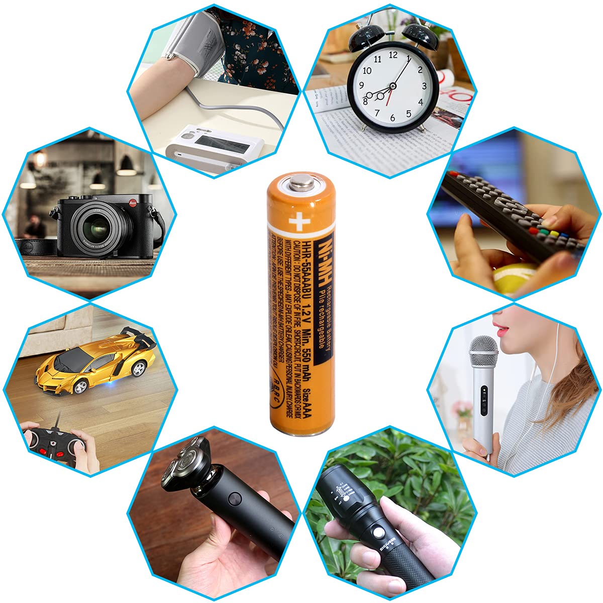 pingju NI-MH AAA Rechargeable Battery 1.2V 550mah 4-Pack hhr-55aaabu AAA Batteries for Panasonic Cordless Phones, Remote Controls, Electronics