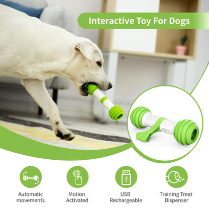 PETGEEK Interactive Dog Toys, Motion Activated Electronic Dog Toy Interactive Dog Bone Toys for Medium Large Dogs, USB Rechargeable Automatic Dog Toy for Boredom and Stimulating (Green)