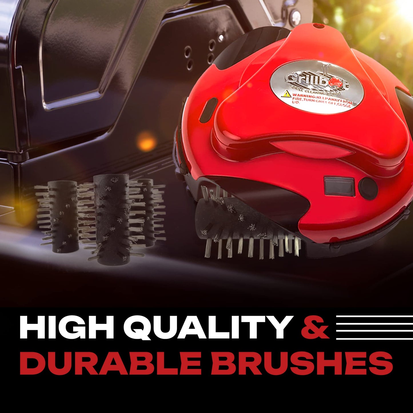 Grillbot Replacement Stainless Steel Brushes for Grillbot Automatic Grill Cleaning Robot – Set of 3 Stainless Steel Grill Brushes for Cast Iron & Expanded Steel Grills