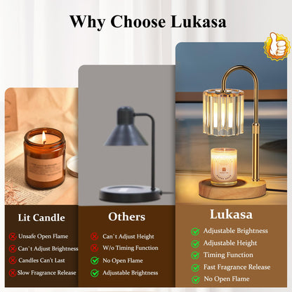 Lukasa Candle Warmer Lamp, with Timer Dimmer Adjustable Height, Birthday Gifts for Women, Mothers Day Gifts for Mom, House Warming Gift New Home, Wax Melt Warmer for Scented Jar Candles