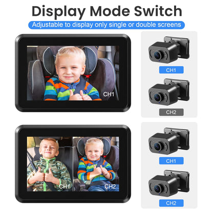 Itomoro Baby Car Mirror, HD Dual Channel with 2 IR Night Vision Camera, Easy 5 Min Installation for Rear Facing Seat