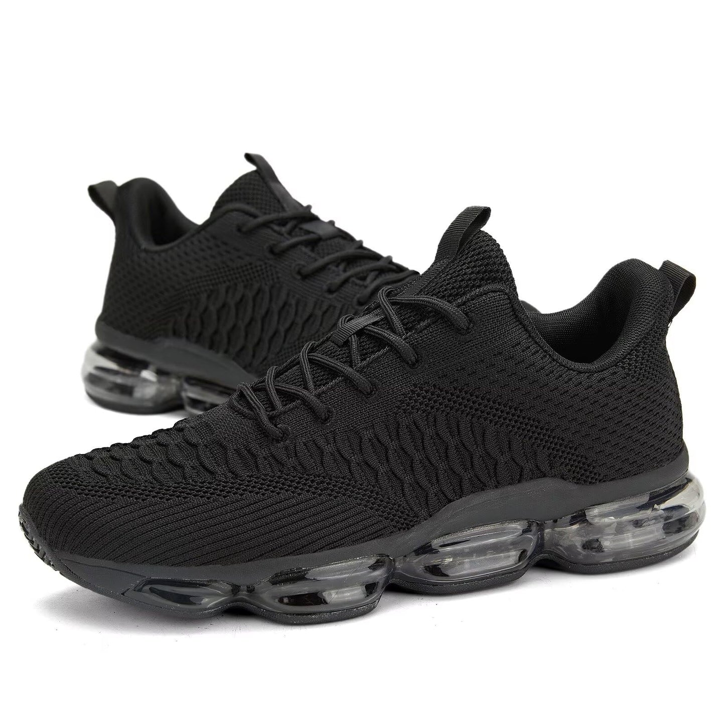 Men's Air Cushion Running Shoes Breathable Tennis Fashion Sneakers Non Slip Workout Casual Sport Shoes Gym Training Comfortable Walking Shoes All Black