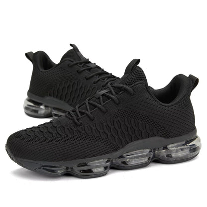 Men's Air Cushion Running Shoes Breathable Tennis Fashion Sneakers Non Slip Workout Casual Sport Shoes Gym Training Comfortable Walking Shoes All Black