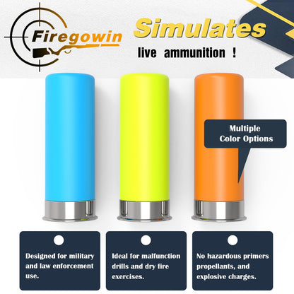 FIREGOWIN Pro 12GA Dummy Rounds – Training Snap Caps, Reusable Dry Fire Training Round with Rubber Primers -Orange Type 5 Pack