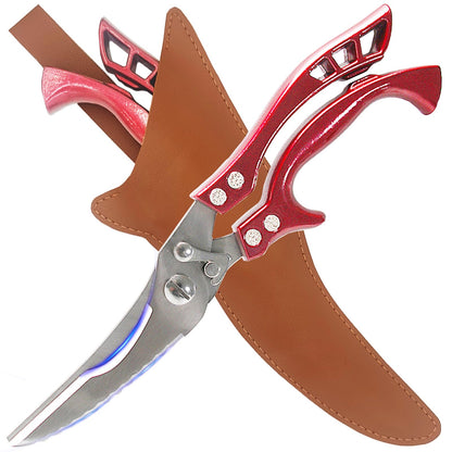 Heavy Duty Kitchen Shears by ANDONG, Kitchen Scissors,Stainless Steel Poultry Shears Heavy Duty Professional, Red