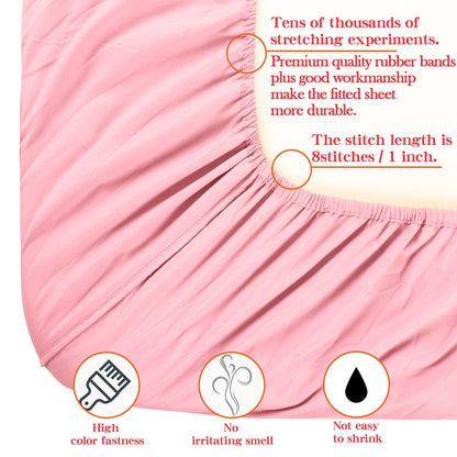 NTBAY Toddler Bedding Set - 4 Piece Soft and Breathable Crib Bedding Set for Boys and Girls, Includes Quilted Comforter, Fitted Sheet, Flat Top Sheet and Envelope Pillowcase, Pink