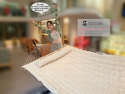 GOCAN Mesh Hammock,Cotton Rope hammocks with Pad Chains Hooks Tree Straps fit Stands from 9' to 15' for Outside Indoor Patio Yard