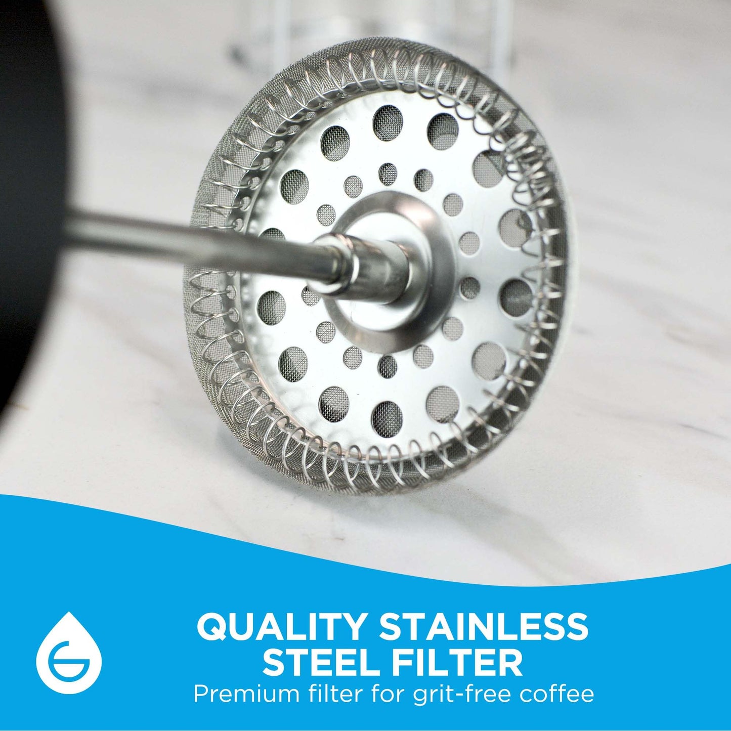 GROSCHE MADRID French Press - Premium Coffee and Tea Maker - 1.0L - 34oz - Borosilicate Glass Beaker - Dual Filter System For Rich Brew - Versatile Brewing | Stainless Steel Filter