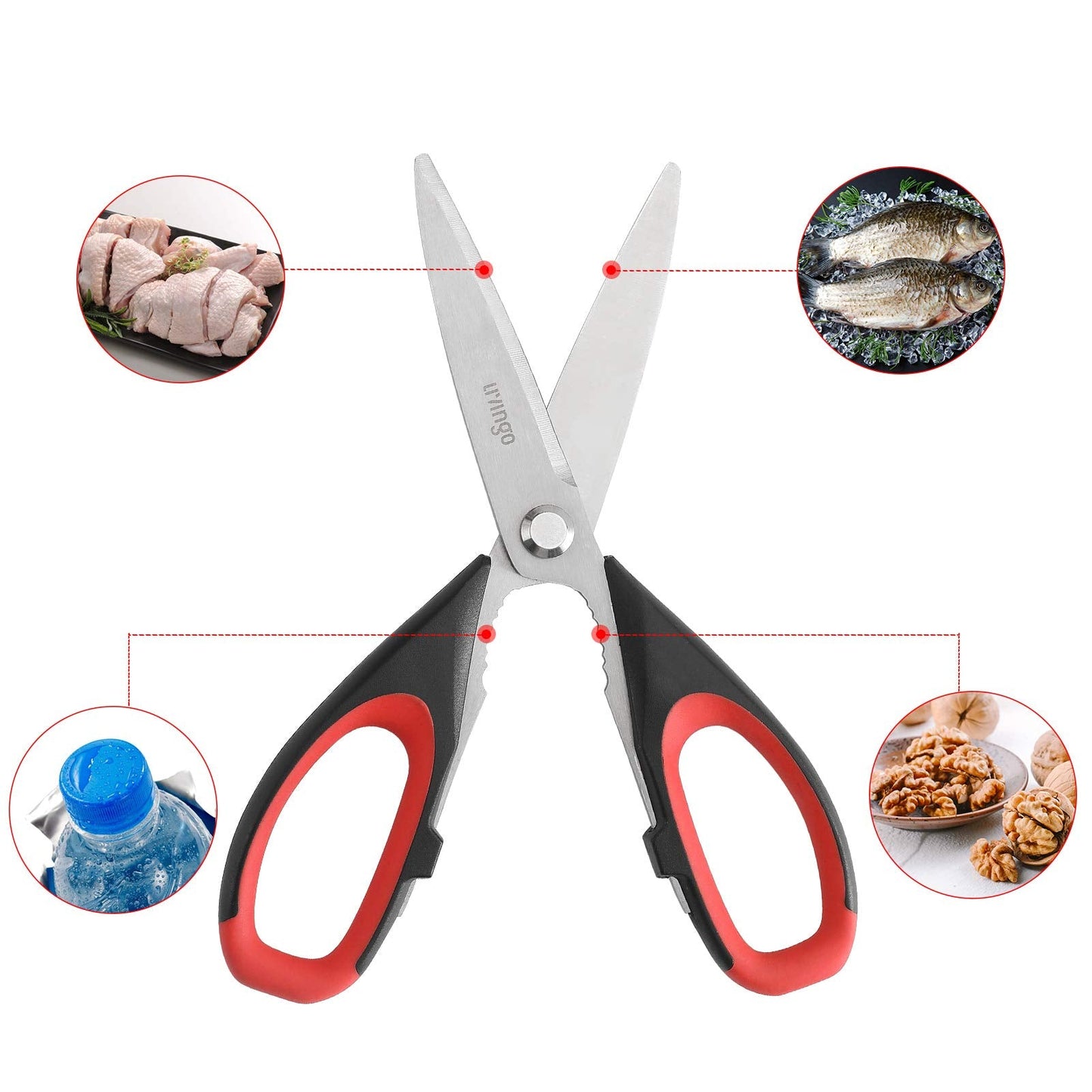 LIVINGO Kitchen Scissors Heavy Duty, 8.5 inch Dishwasher Safe Ultra Sharp Premium Heavy Duty Kitchen Shears, Multi Purpose Cooking Scissors Stainless Steel