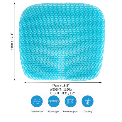masteymoh Gel Seat Cushion for Long Sitting, Gel Cushions for Pressure Sores Relief, 18.5x17.3x1.2 Inches Cooling Gel Car Seat Cushion, Seat Cushions for Office Chairs with Breathable Nonslip Cover
