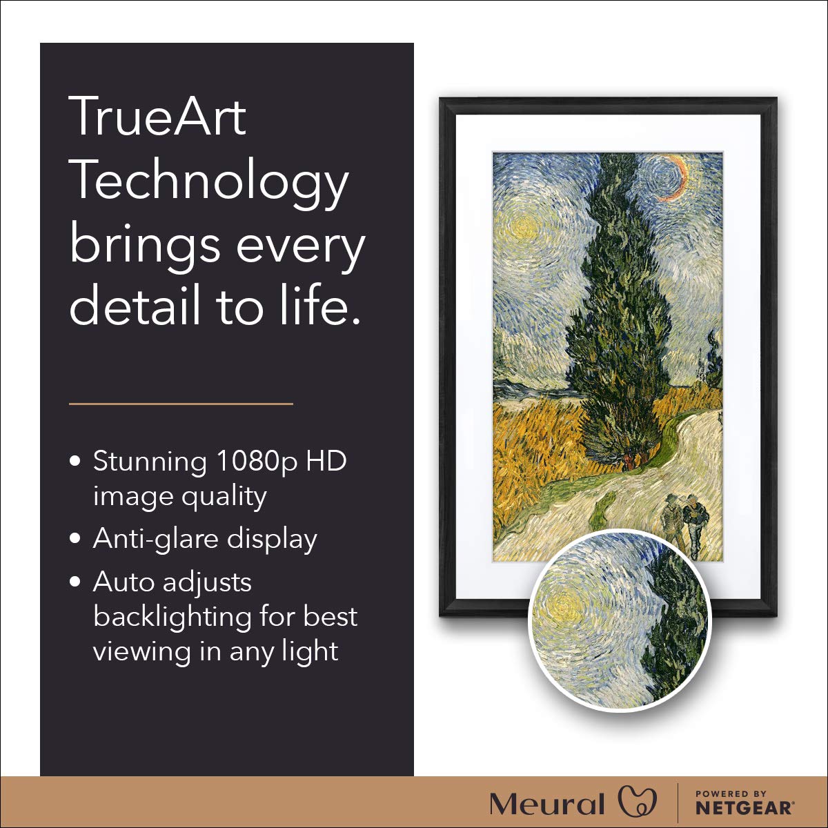 Meural Canvas II – The Smart Art Frame with 21.5 in. HD Digital Canvas That Renders Images and Photography in Lifelike Detail | 16X24 Black Frame | WiFi-Connected | Powered by NETGEAR (MC321BL)