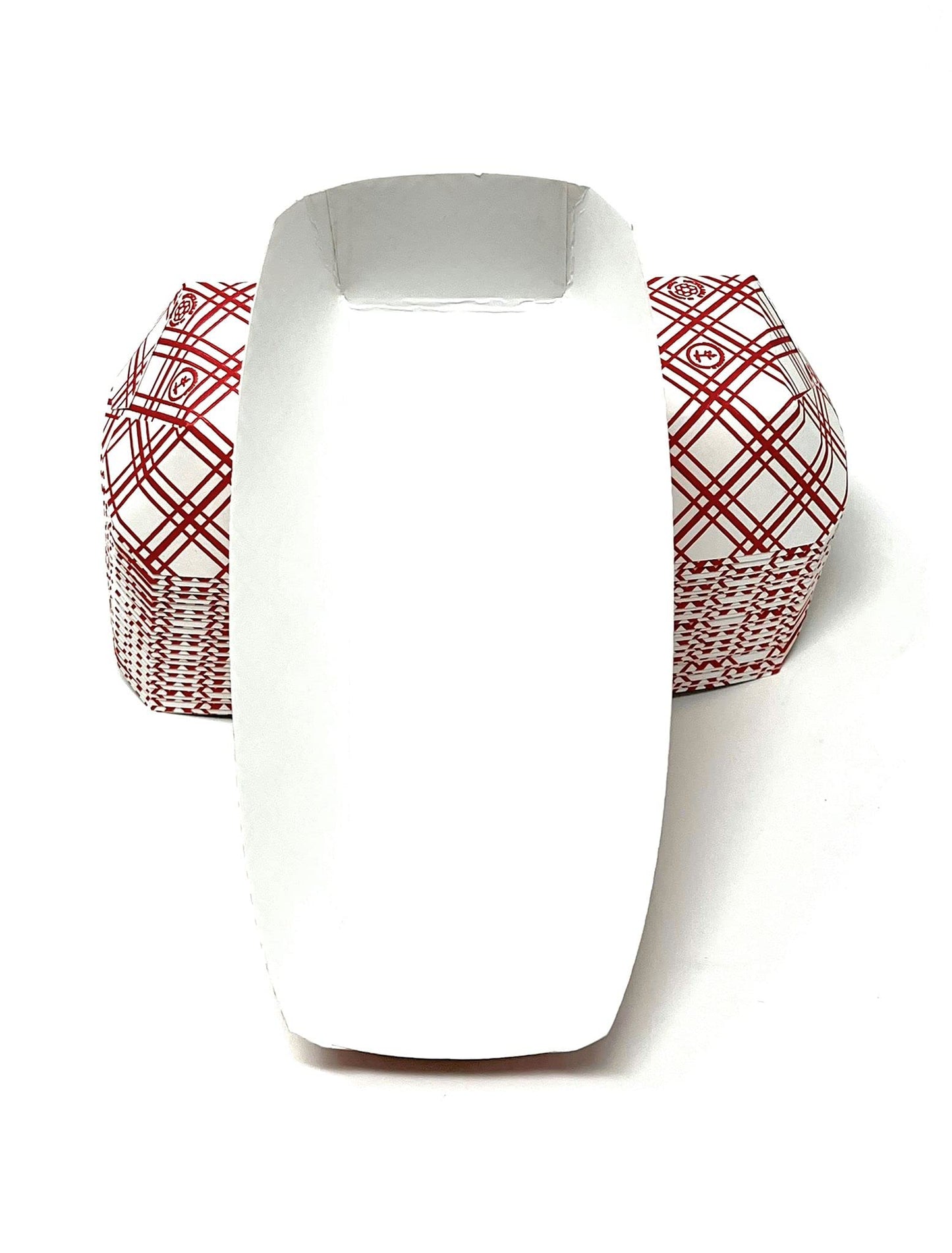 Mr Miracle 7 Inch Paper Hot Dog Tray in Red White Pattern. Pack of 100. Disposable, Recyclable and Fully Biodegradable. Made in USA