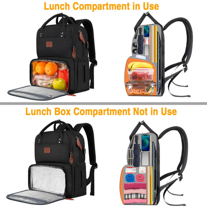 MATEIN Work Backpack for Women, Insulated Cooler Backpacks with Lunch Box, 15.6 Inch Laptop Backpack with USB Port Reusable Water Resistant Tote Food Bag for College Beach Camping Picnics Womens Gifts