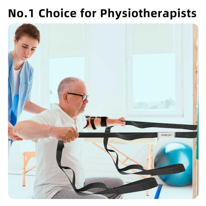 AGREJO Stretching Strap Yoga Strap Physical Therapy for Home Workout, 10 Loops Non-Elastic Stretch Band for Pilates, Flexibility, Exercise and Gymnastics (1-Pack Black)