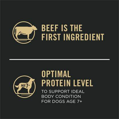 Purina Pro Plan Adult 7 Plus Complete Essentials Shredded Blend Beef and Rice Formula High Protein Dog Food for Senior Dogs - 34 lb. Bag