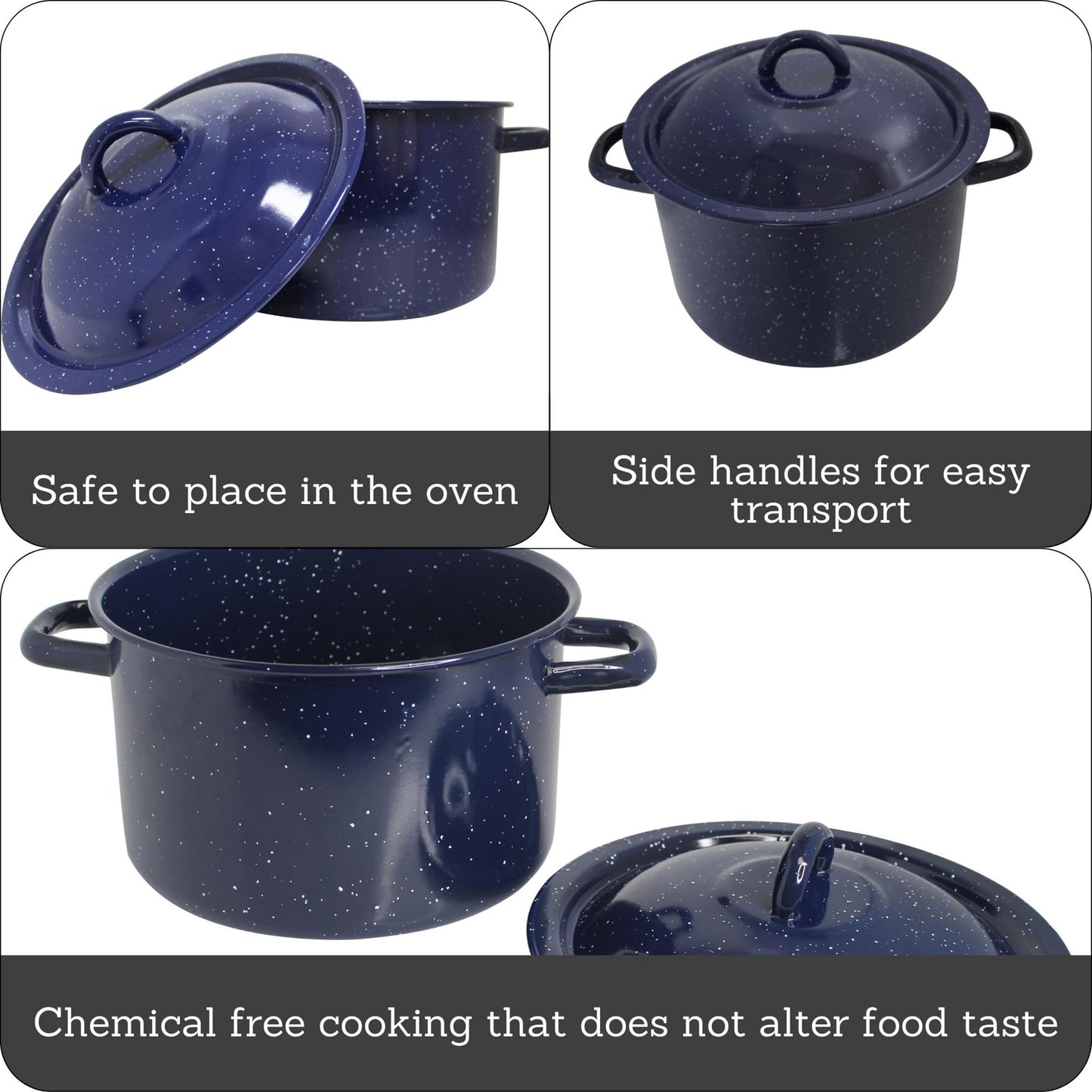 IMUSA C20666-1063310W 6-Quart Blue Speckled Enamel Stock Pot with Lid